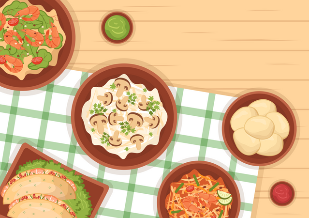 Vietnamese Dishes  Illustration