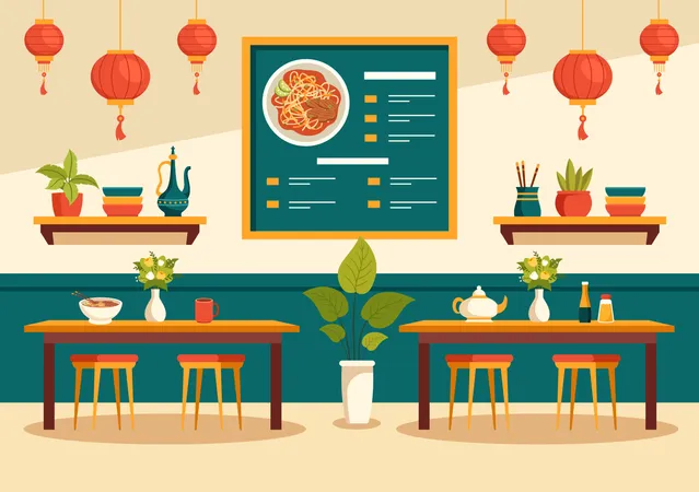 Vietnamese Food Restaurant Vector Illustration Of A Menu Featuring A Collection Of Various Delicious Cuisine Dishes In Flat Style Cartoon Background Ilustración