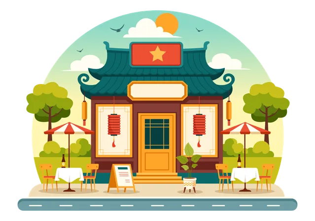 Vietnamese Food Restaurant  Illustration