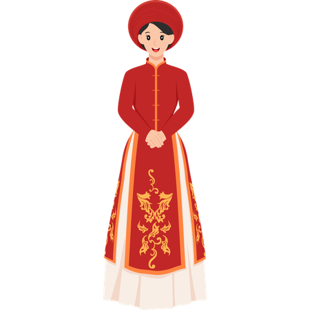 Vietnamesisches Hochzeitskleid  Illustration