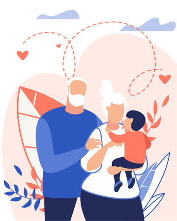 Vieux couple avec petit-fils  Illustration