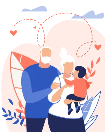 Vieux couple avec petit-fils  Illustration