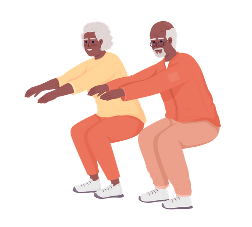 Vieux couple faisant des squats  Illustration