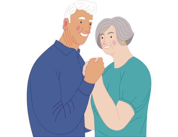 Vieux couple, main dans la main  Illustration