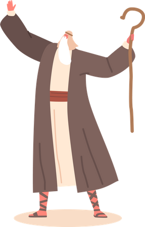 Vieux prophète debout avec les mains levées  Illustration