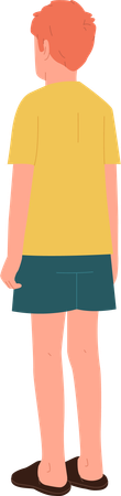 View from back on teenager boy in angle position  Illustration