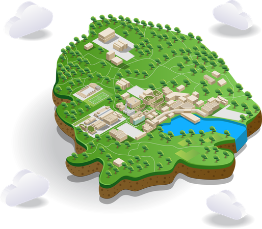 View of forest on landscape map  Illustration