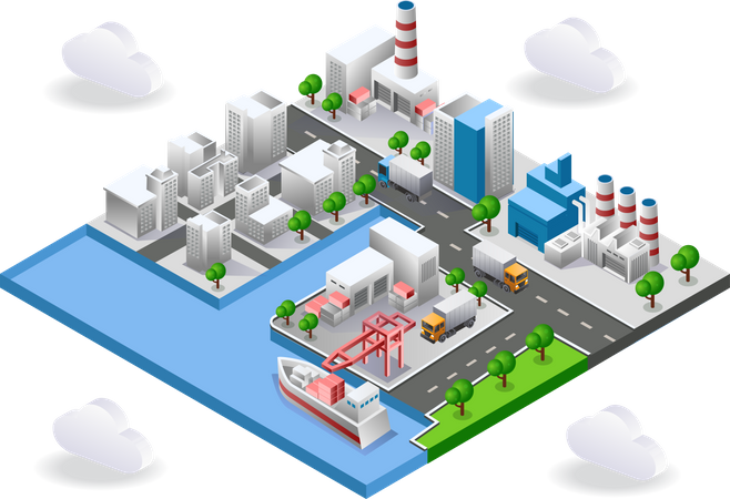 View of industrial area  Illustration