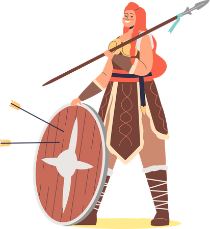 Viking female barbarian warrior Illustration
