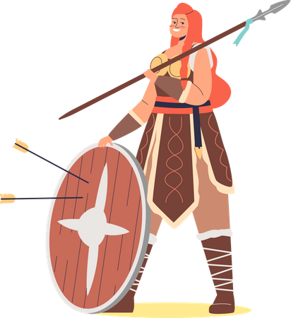 Viking female barbarian warrior  Illustration