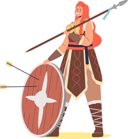 Viking female barbarian warrior  Illustration