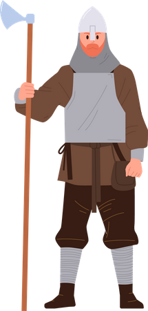 Viking guard man holding axe  일러스트레이션