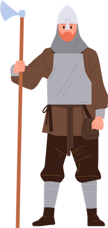 Viking guard man holding axe  Illustration