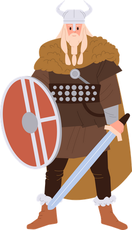 Norueguês Viking em armadura antiga  Ilustração