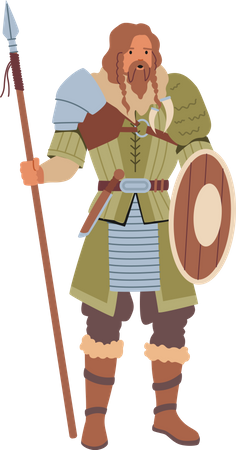 Viking Wearing Scandinavian Dressing  Illustration