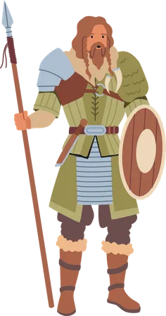 Viking Wearing Scandinavian Dressing  Illustration