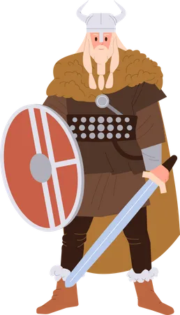Noruego vikingo con armadura antigua  Ilustración