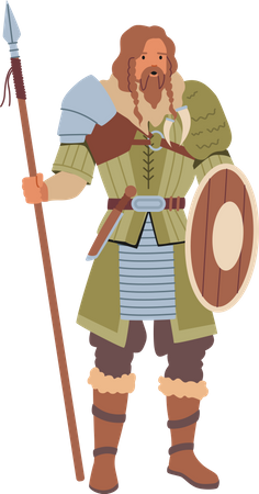 Vikingo vistiendo aderezo escandinavo  Ilustración