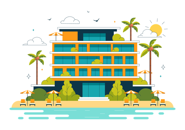 Vila na praia  Ilustração