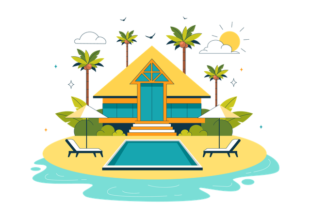Vila na praia  Ilustração
