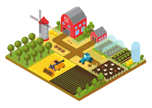 Village Agriculture  Illustration