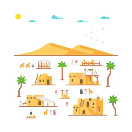 Village arabe  Illustration