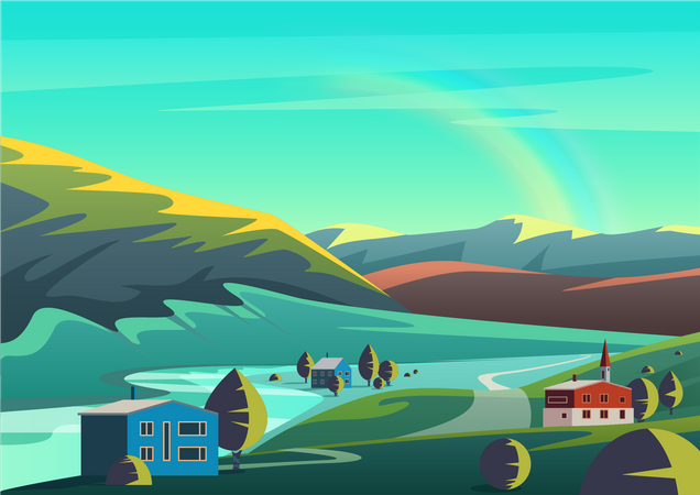 Village countryside  Illustration