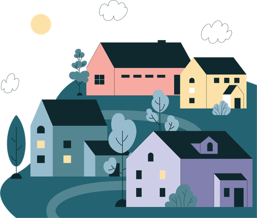 Village Houses  Illustration