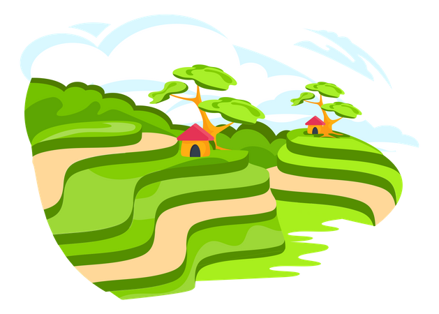Village Landscape Illustration