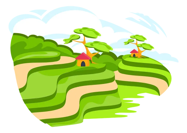Village Landscape Illustration