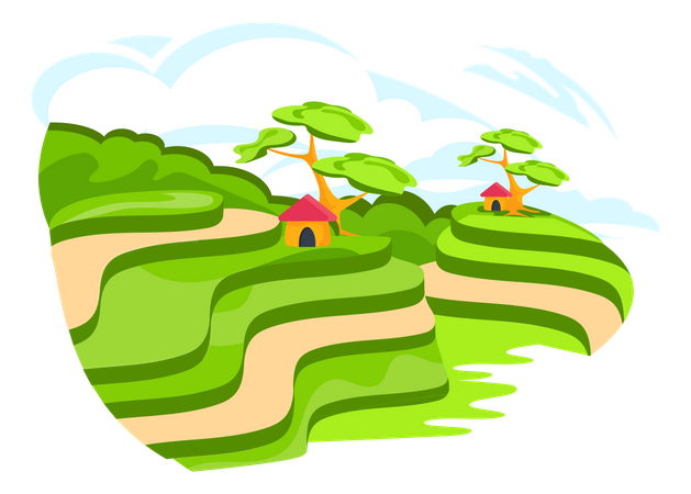 Village Landscape  Illustration