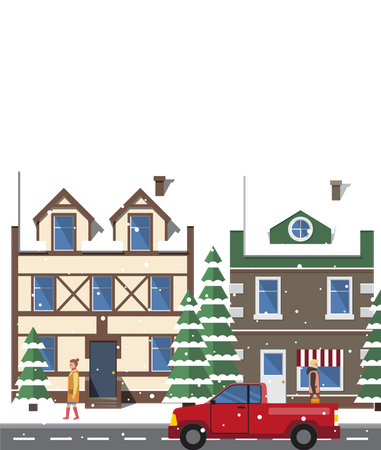 Ville en période d'hiver de l'année  Illustration