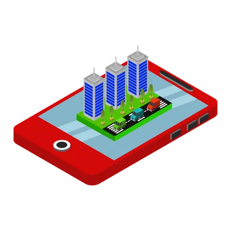 La ville sur smartphone  Illustration