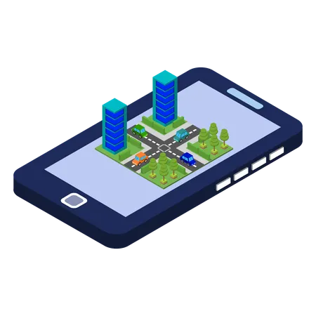 La ville sur smartphone  Illustration