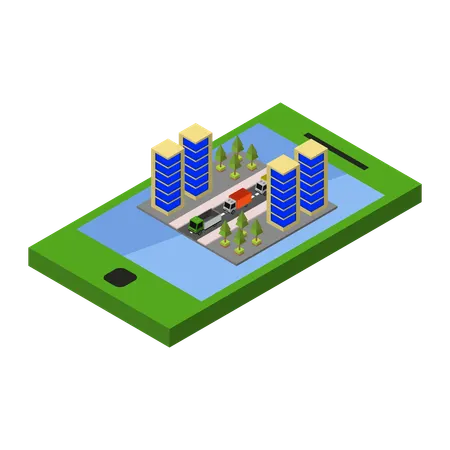 La ville sur smartphone  Illustration