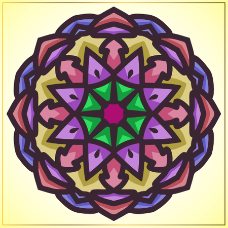 Vintage farbenfrohe Mandala-Kunst mit floralen Motiven  Illustration