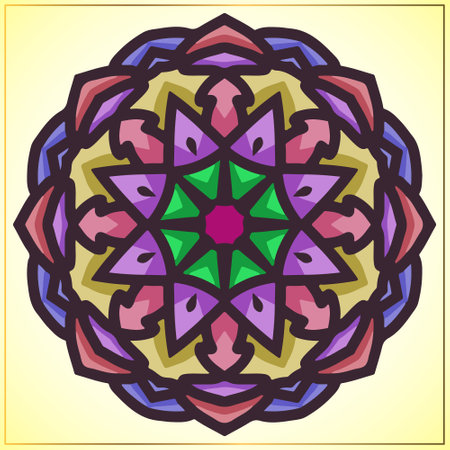 Vintage colorful mandala art with floral motifs element  Illustration