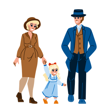 Famille vintage  Illustration