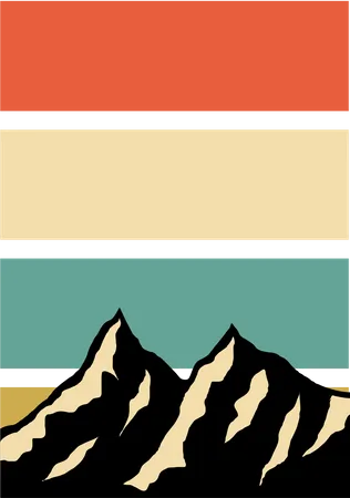 Vintage Mountain Retro Design Landscape Illustration