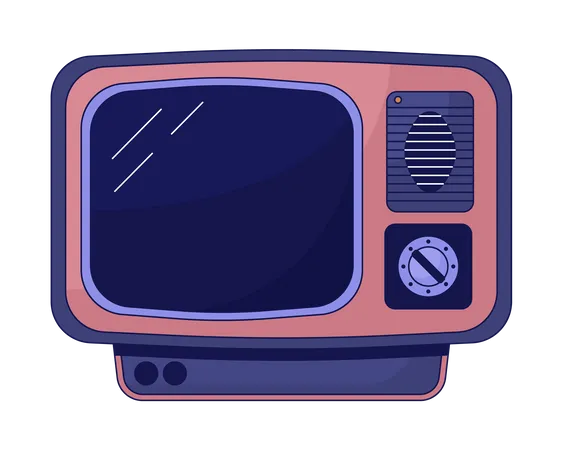 Vintage Television Flat Line Color Isolated Vector Object Broken Editable Clip Art Image On White Background Simple Outline Cartoon Spot Illustration For Web Design Illustration