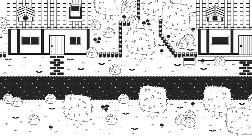 Vintage village videogame  Illustration