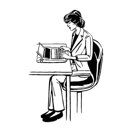 Vintage Writer Woman  Illustration