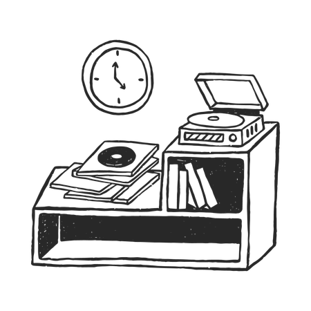 Vinyl player with headphones  Illustration