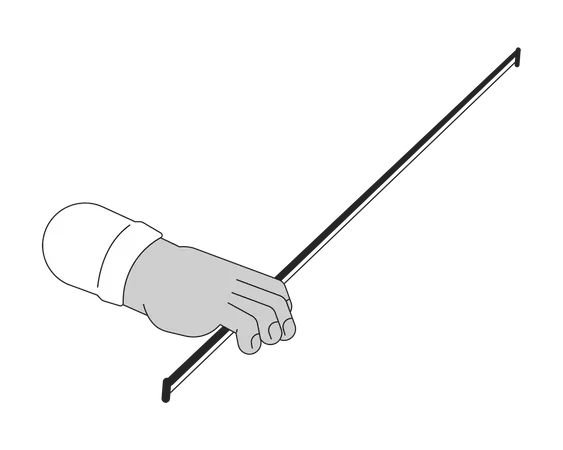 Violin Bow Holding Cartoon Human Hand Outline Illustration Playing Musical String Instrument 2 D Isolated Black And White Vector Image Right Hand With Cello Bow Flat Monochromatic Drawing Clip Art Illustration