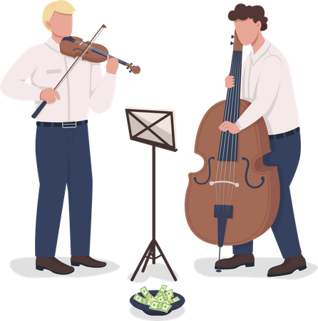 Violinist and cello player performance Illustration