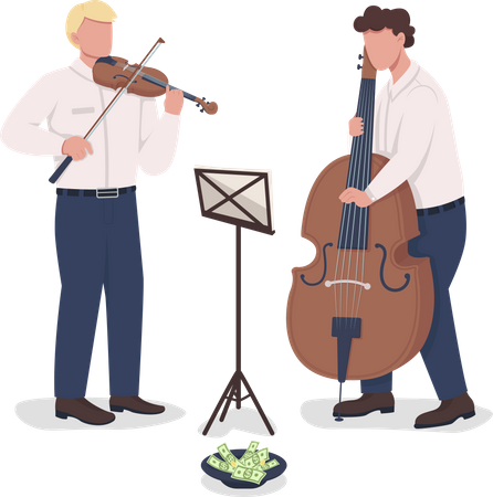 Violinist and cello player performance  Illustration