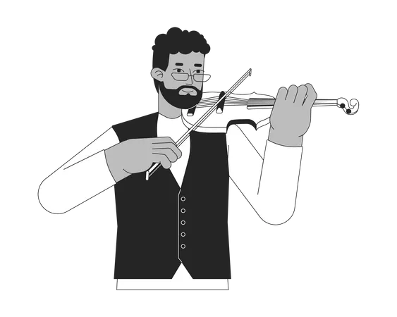 Violinista tocando com arco de violino  Ilustração