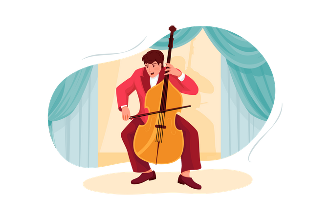 Violinista tocando violino  Ilustração