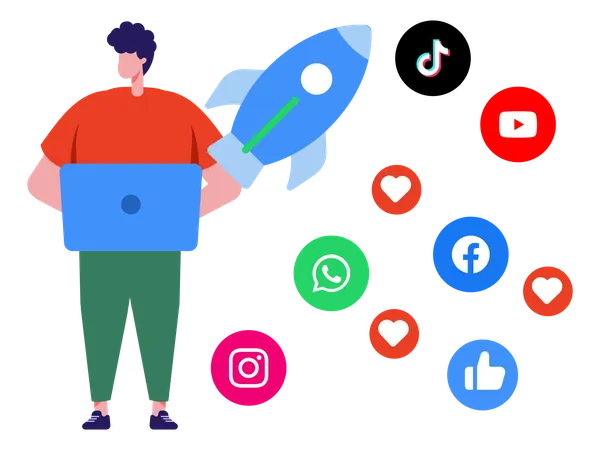 Social Media Marketing Without Face Character Illustration You Can Use It For Websites And For Different Mobile Application Illustration