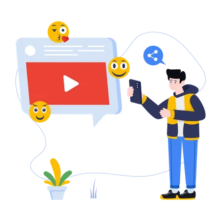 Trendy Flat Illustration Of Viral Video Is Easy To Use Illustration